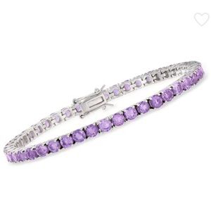 7.00 ct. t.w. Amethyst Tennis Bracelet in Sterling Silver. 8"